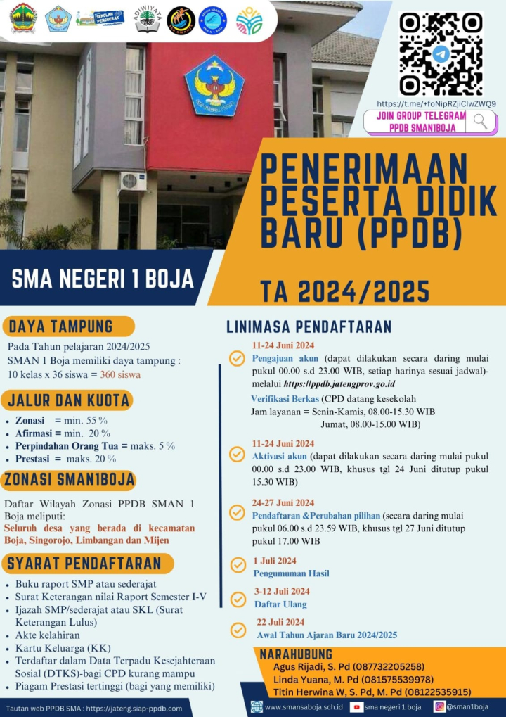 Image of Penerimaan Peserta Didik Baru SMAN 1 BOJA Tahun Pelajaran 2024/2025